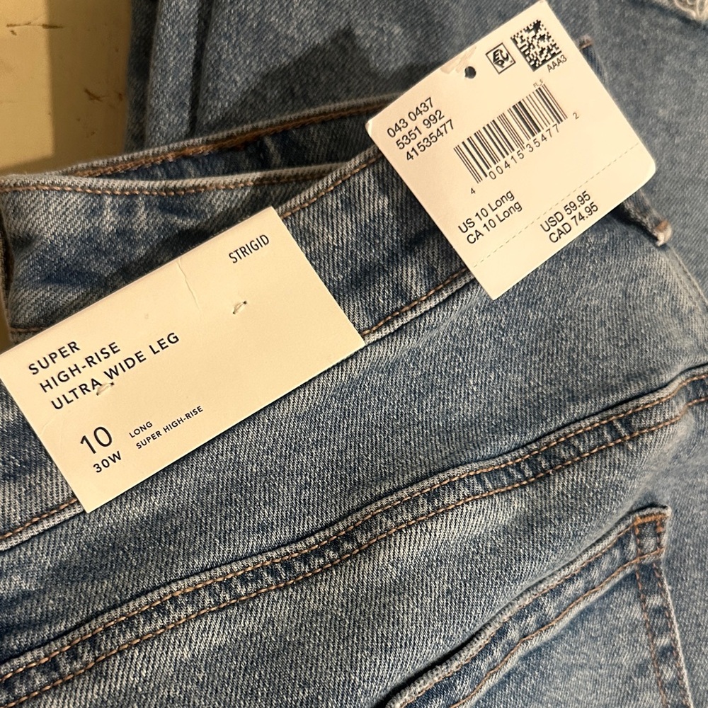 American Eagle Outfitters super high-rise Light Blue ultra Wide-Leg Jeans - Picture 7 of 8